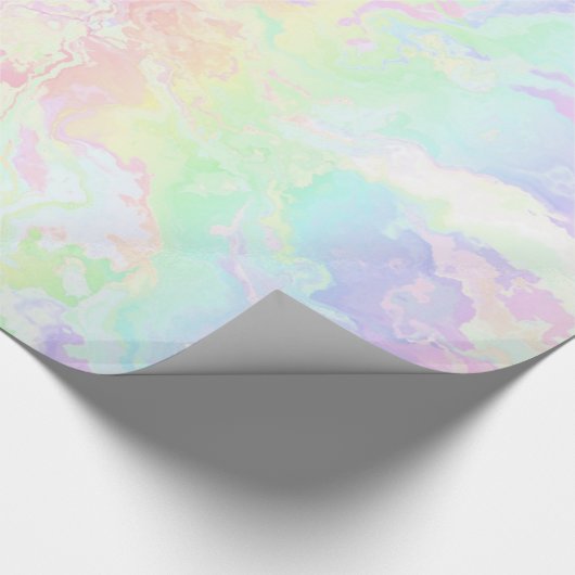 Pastel regenboogroze Floral Cadeaupapier (Hoek)