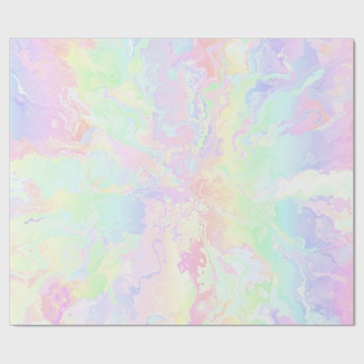 Pastel regenboogroze Floral Cadeaupapier (Vlak)