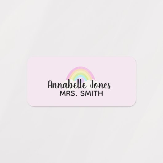 Pastel regenboogroze waterdicht labels (Design 1)