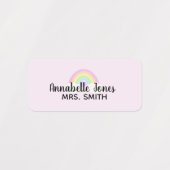 Pastel regenboogroze waterdicht labels (Design 2)