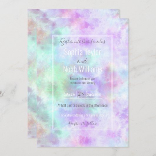 Pastel regenboogscheurtje-Stropdas-verf Waterverf (Voorkant / Achterkant)