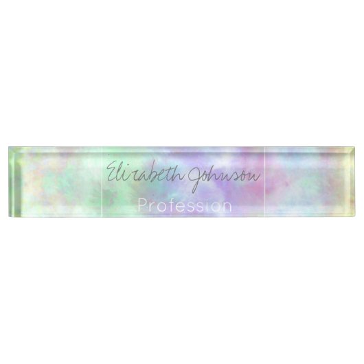 Pastel regenboogscheurtje-Stropdas-verf Waterverf Naambordje (Voorkant)