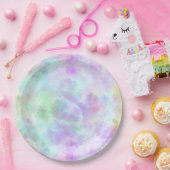 Pastel regenboogscheurtje-Stropdas-verf Waterverf Papieren Bordje (Feest)