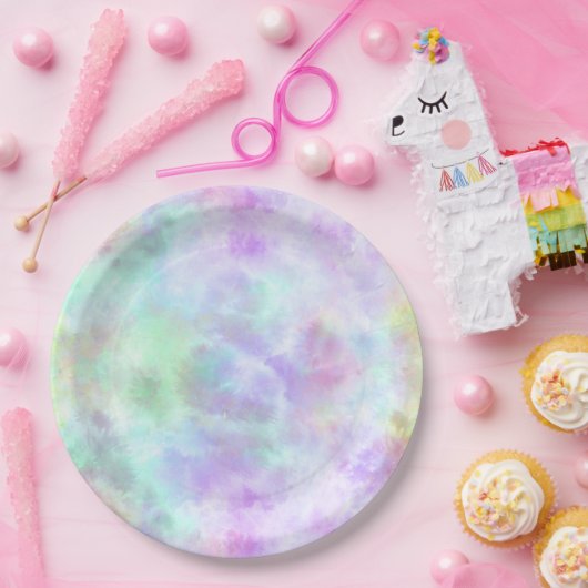 Pastel regenboogscheurtje-Stropdas-verf Waterverf Papieren Bordje (Feest)