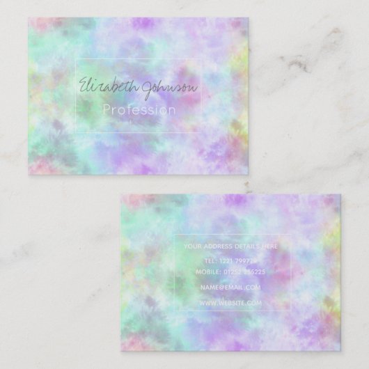 Pastel regenboogscheurtje-Stropdas-verf Waterverf Visitekaartje (Voorkant / Achterkant)