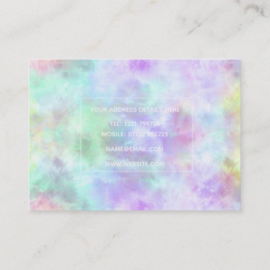 Pastel regenboogscheurtje-Stropdas-verf Waterverf Visitekaartje (Achterkant)