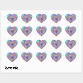 Pastel regenboogspiraal hart sticker (Vel)