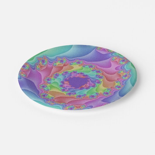 Pastel regenboogspiraal papieren bordje (Gekanteld)