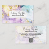 *~* Pastel Regenboogstraal Abstract Spa QR Gold Gl Visitekaartje (Voorkant / Achterkant)