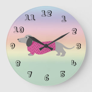 Pastel regenboogstraal Dachshund Wall klok