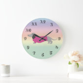 Pastel regenboogstraal Dachshund Wall klok (Huis)