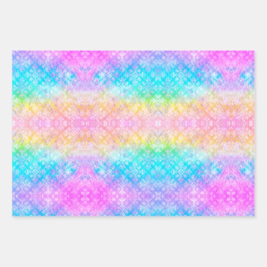 Pastel regenboogstraal Stropdas-Dye Fractal All-Oc Inpakpapier Vel (Voorkant 2)