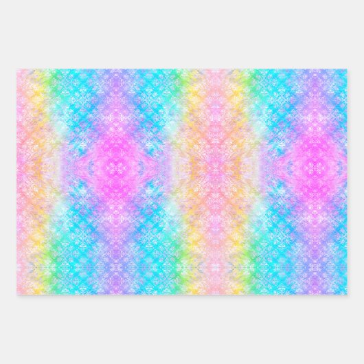 Pastel regenboogstraal Stropdas-Dye Fractal All-Oc Inpakpapier Vel (Voorkant)