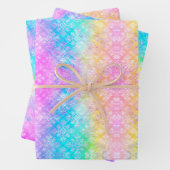 Pastel regenboogstraal Stropdas-Dye Fractal All-Oc Inpakpapier Vel (In situ)