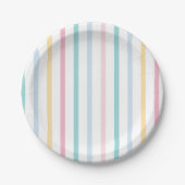 Pastel regenboogstreep papieren bordje (Voorkant)