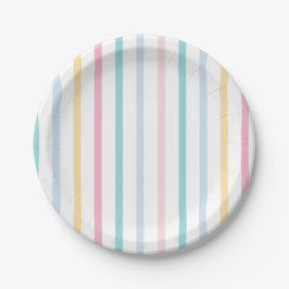 Pastel regenboogstreep papieren bordje