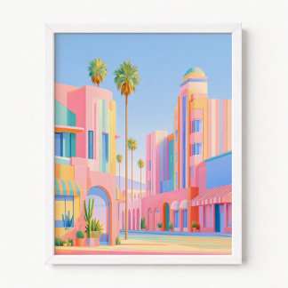 Pastel Regenboogstrepen Los Angeles Nostalgie Poster