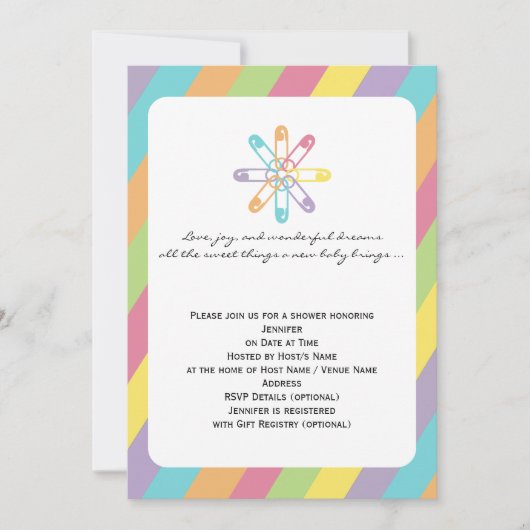 Pastel regenboogstripe dunne Baby shower Kaart (Voorkant)