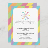 Pastel regenboogstripe dunne Baby shower Kaart (Voorkant / Achterkant)