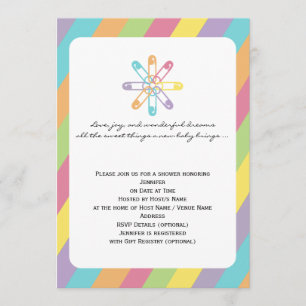 Pastel regenboogstripe dunne Baby shower Kaart