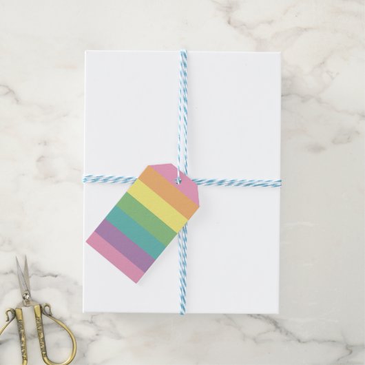 Pastel Regenboogstripe Gift Labels Cadeaulabel (Met Touw)