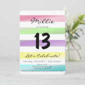 Pastel Regenboogstripes Meisje Birthday Kaart (Staand voorkant)