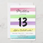 Pastel Regenboogstripes Meisje Birthday Kaart (Voorkant)