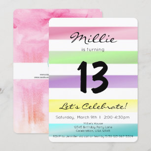 Pastel Regenboogstripes Meisje Birthday Kaart