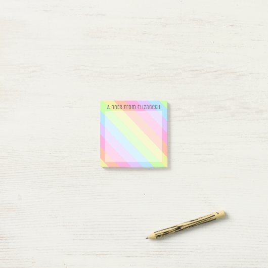 Pastel Regenboogstripes Naam Post-it® notes (Op bureau)
