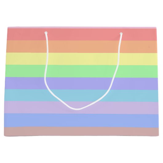 Pastel regenboogstrips Gift bag Groot Cadeauzakje (Voorkant)