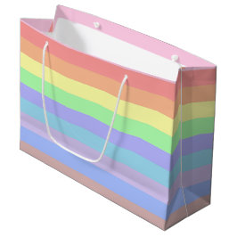 Pastel regenboogstrips Gift bag Groot Cadeauzakje