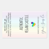 Pastel Regenboogstrips Patroon en Heart Soap Rechthoekige Sticker (Voorkant)