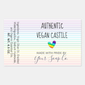 Pastel Regenboogstrips Patroon en Heart Soap Rechthoekige Sticker (Voorkant)