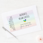 Pastel Regenboogstrips Patroon en Heart Soap Rechthoekige Sticker (Envelop)