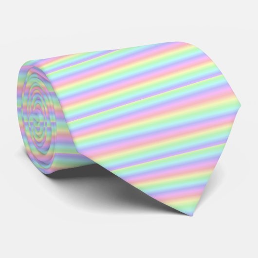 Pastel regenboogstrips - Patroon Stropdas (Opgerold)