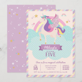 Pastel regenboogUnicorn Magical Birthday Cute Kaart