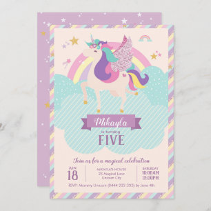 Pastel regenboogUnicorn Magical Birthday Cute Kaart