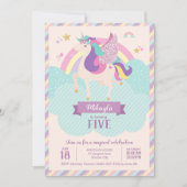 Pastel regenboogUnicorn Magical Birthday Cute Kaart (Voorkant)
