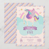 Pastel regenboogUnicorn Magical Birthday Cute Kaart (Voorkant / Achterkant)