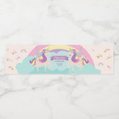 Pastel regenboogUnicorn Magical Birthday Cute Waterfles Etiket (Enkel label)