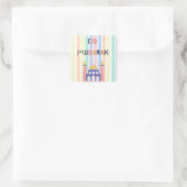 Pastel Regenboogvis id Mubarak Eid Gift Vierkante Sticker (Tas)