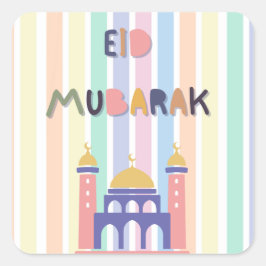 Pastel Regenboogvis id Mubarak Eid Gift Vierkante Sticker
