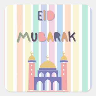 Pastel Regenboogvis id Mubarak Eid Gift Vierkante Sticker