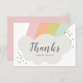 Pastel Regenboogwolk Cute Kids Bedankkaart (Voorkant / Achterkant)