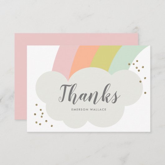 Pastel Regenboogwolk Cute Kids Bedankkaart (Voorkant / Achterkant)