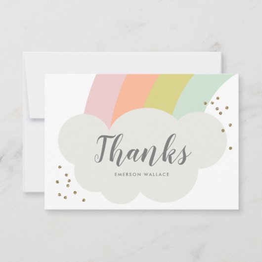 Pastel Regenboogwolk Cute Kinderen Bedankkaart (Voorkant)