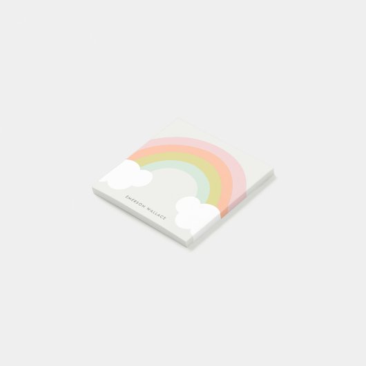 Pastel Regenboogwolk Cute Post-it® Notes (Schuin)