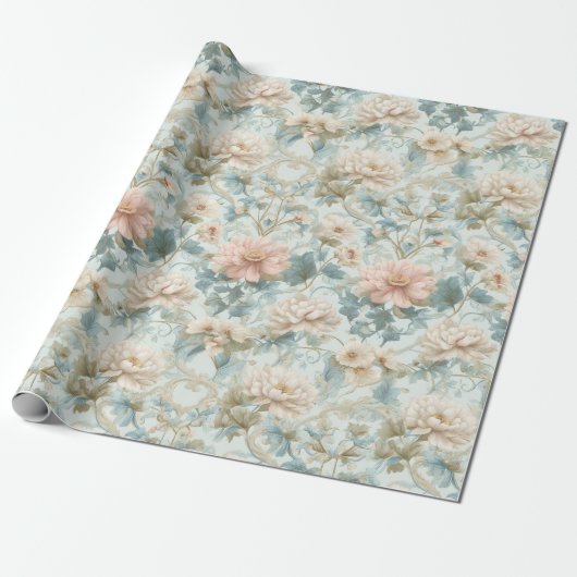 Pastel Regency Tuin Bloemen Cadeaupapier (Uitgerold)