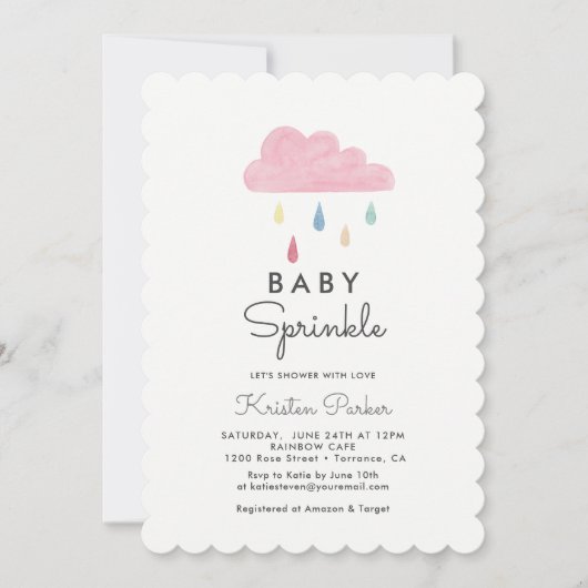 Pastel Regendruppels Baby Sprinkle Baby Shower Kaart (Voorkant)