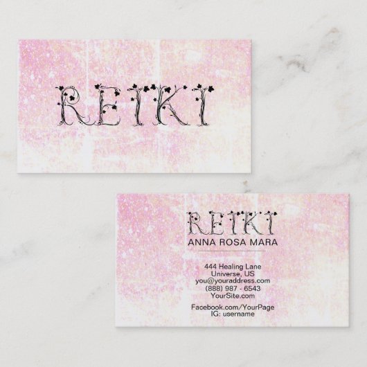 *~* Pastel REIKI Ivy Typography Grunge Glitter Visitekaartje (Voorkant / Achterkant)